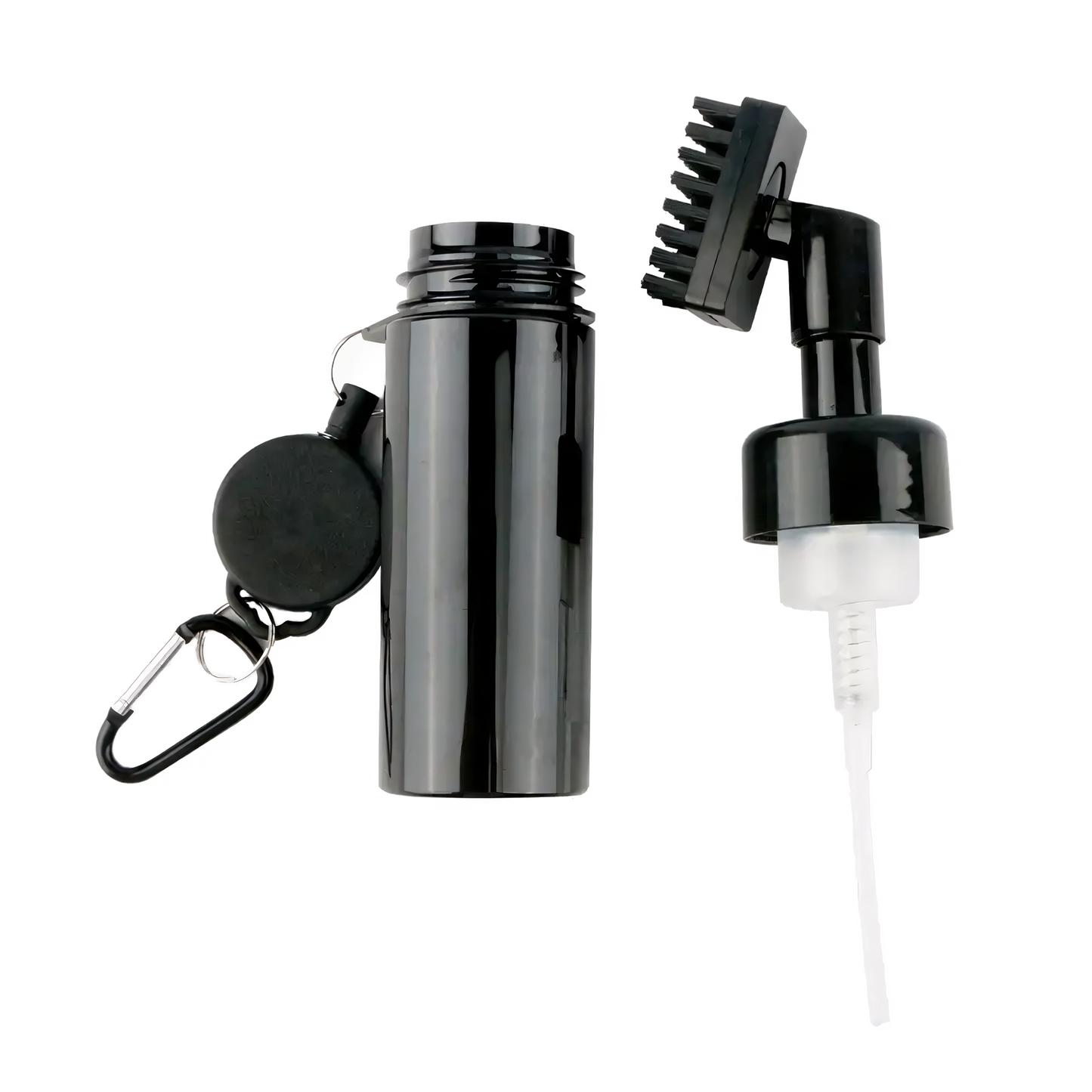 Innovative golf club brush with press-type water dispenser for efficient on-course cleaning.